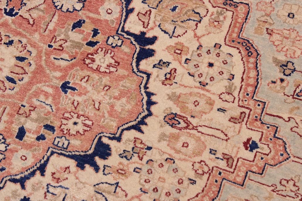 handmade Traditional Lahore Lt. Blue Ivory Hand Knotted RECTANGLE 100% WOOL area rug 9'X12'