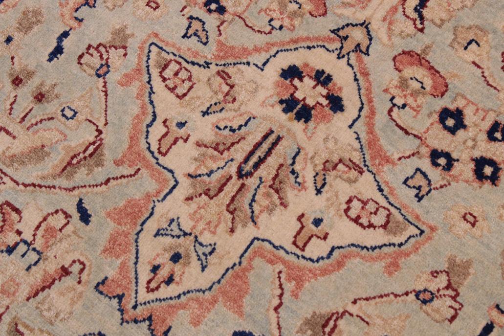 handmade Traditional Lahore Lt. Blue Ivory Hand Knotted RECTANGLE 100% WOOL area rug 9'X12'