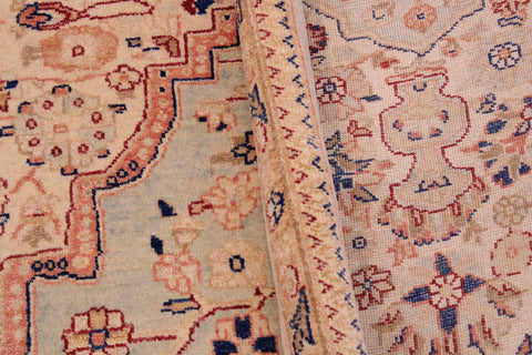 handmade Traditional Lahore Lt. Blue Ivory Hand Knotted RECTANGLE 100% WOOL area rug 9' x 12'