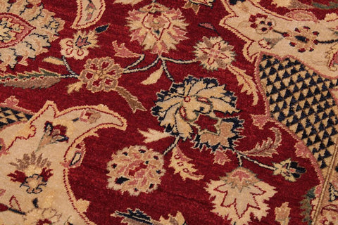 handmade Traditional Agra Red Blue Hand Knotted RECTANGLE 100% WOOL area rug 9'X12'