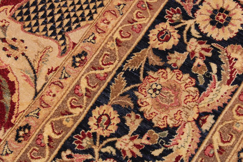 handmade Traditional Agra Red Blue Hand Knotted RECTANGLE 100% WOOL area rug 9'X12'