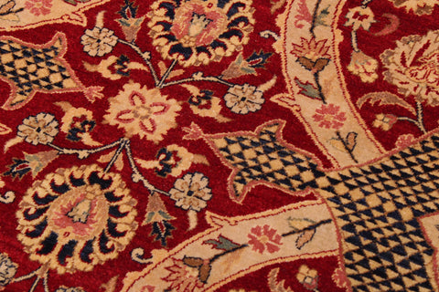handmade Traditional Agra Red Blue Hand Knotted RECTANGLE 100% WOOL area rug 9' x 12'