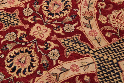 handmade Traditional Agra Red Blue Hand Knotted RECTANGLE 100% WOOL area rug 9'X12'