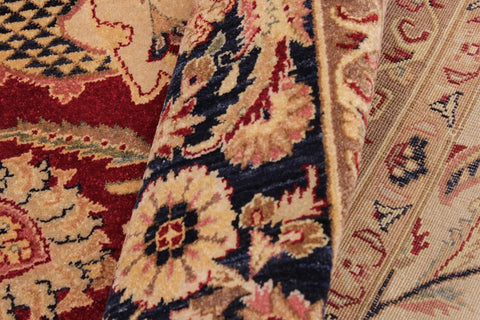 handmade Traditional Agra Red Blue Hand Knotted RECTANGLE 100% WOOL area rug 9'X12'