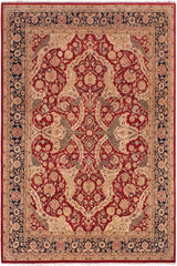 handmade Traditional Agra Red Blue Hand Knotted RECTANGLE 100% WOOL area rug 9'X12'