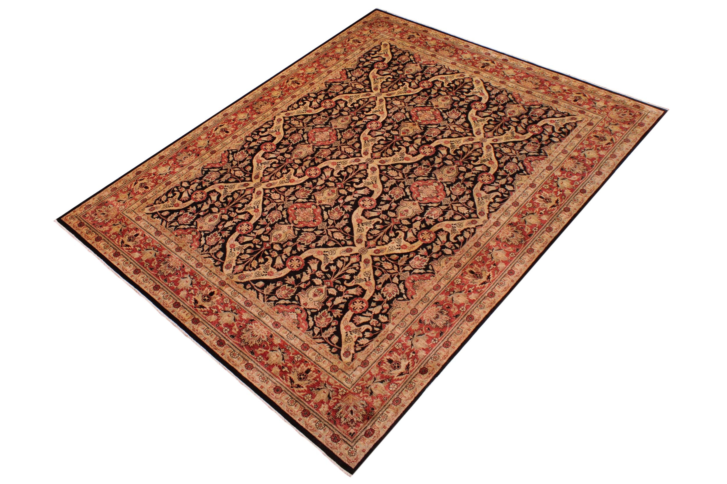 handmade Transitional Lahore Tan Brown Hand Knotted RECTANGLE 100% WOOL area rug 9' x 12'