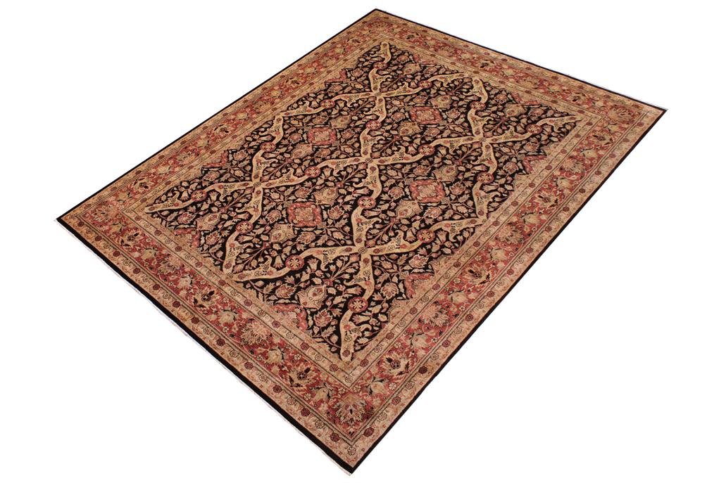 handmade Traditional Lahore Tan Brown Hand Knotted RECTANGLE 100% WOOL area rug 9'X12'