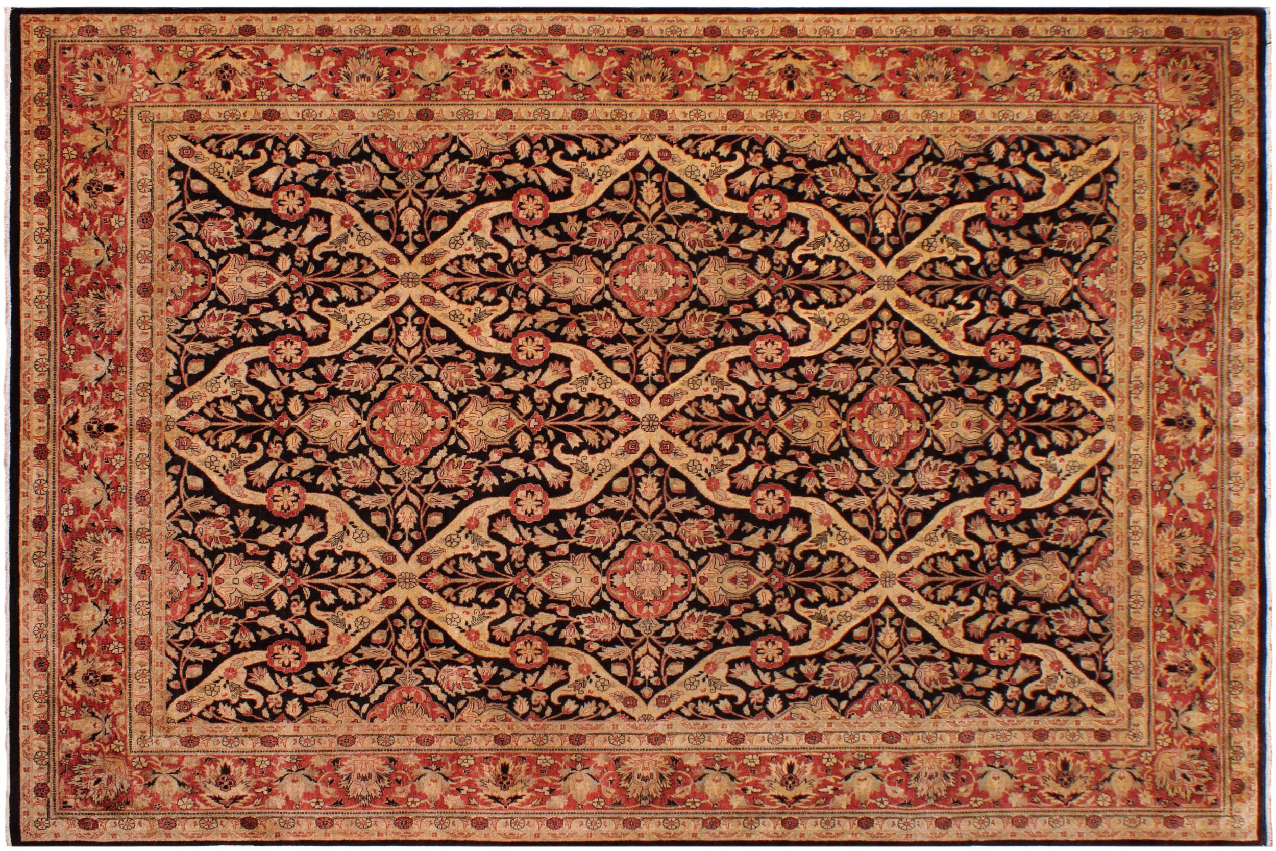 handmade Transitional Lahore Tan Brown Hand Knotted RECTANGLE 100% WOOL area rug 9' x 12'