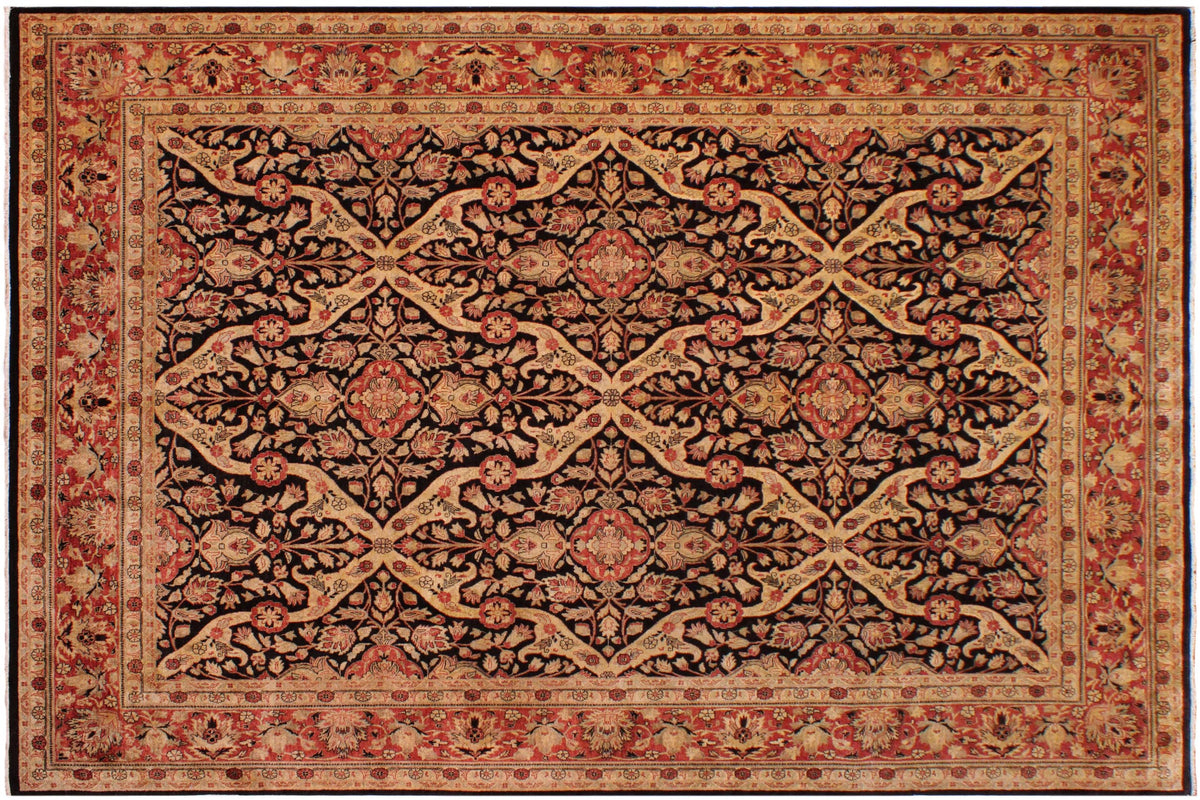 handmade Transitional Lahore Tan Brown Hand Knotted RECTANGLE 100% WOOL area rug 9' x 12'