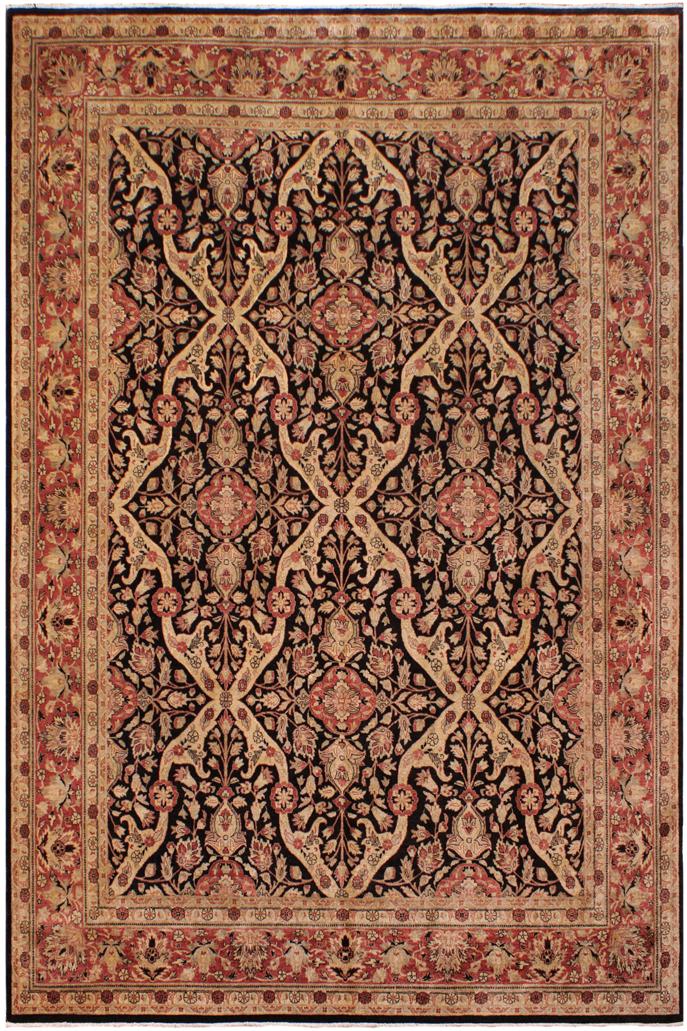 handmade Traditional Lahore Tan Brown Hand Knotted RECTANGLE 100% WOOL area rug 9'X12'