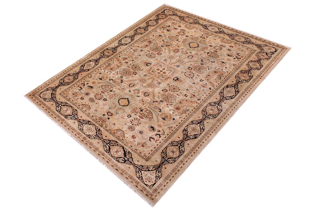 handmade Traditional Lahore Lt. Gray Black Hand Knotted RECTANGLE 100% WOOL area rug 9'X12'