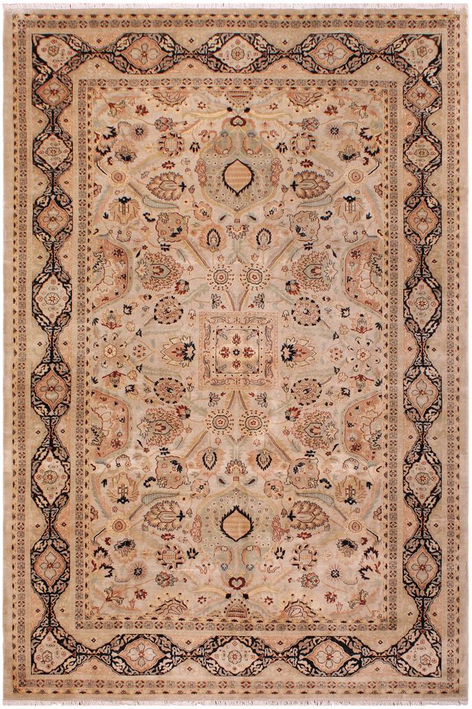 handmade Traditional Lahore Lt. Gray Black Hand Knotted RECTANGLE 100% WOOL area rug 9'X12'
