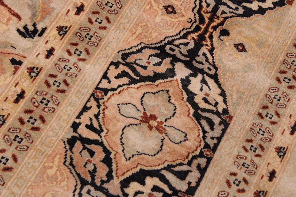 handmade Traditional Lahore Lt. Gray Black Hand Knotted RECTANGLE 100% WOOL area rug 9'X12'