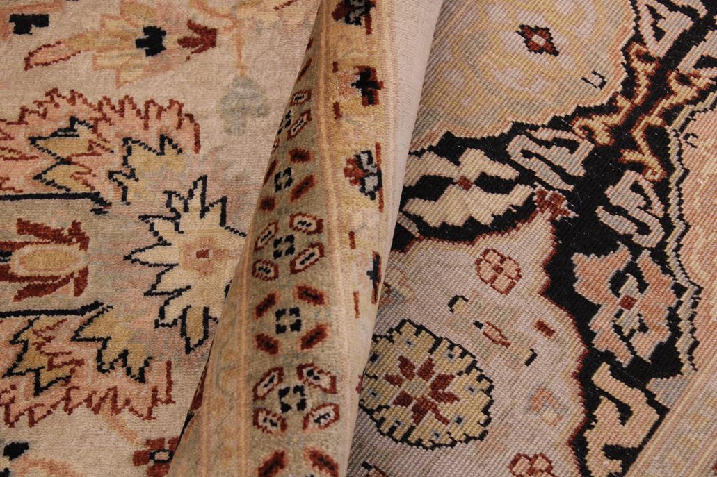 handmade Traditional Lahore Lt. Gray Black Hand Knotted RECTANGLE 100% WOOL area rug 9'X12'