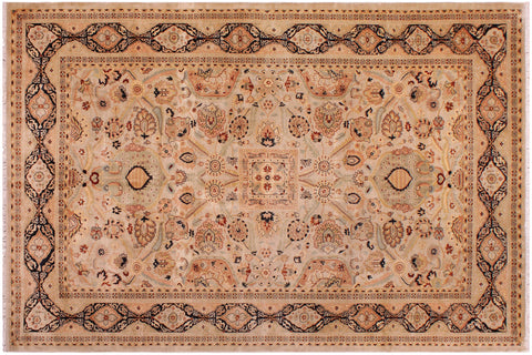 handmade Traditional Lahore Lt. Gray Black Hand Knotted RECTANGLE 100% WOOL area rug 9' x 12'