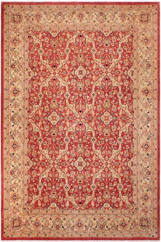 handmade Traditional Lahore Rust Tan Hand Knotted RECTANGLE 100% WOOL area rug 9'X12'