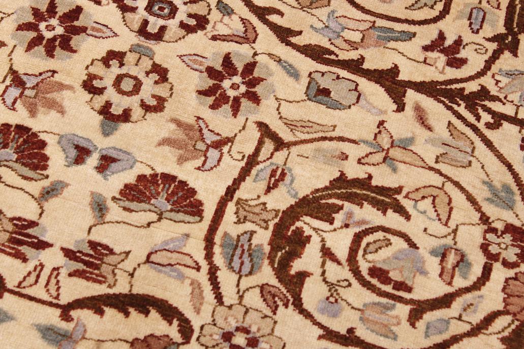 handmade Traditional Lahore Ivory Brown Hand Knotted RECTANGLE 100% WOOL area rug 9'X12'