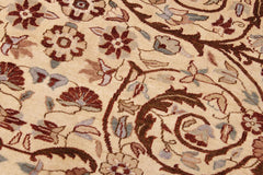 handmade Traditional Lahore Ivory Brown Hand Knotted RECTANGLE 100% WOOL area rug 9'X12'