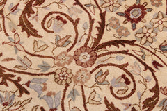 handmade Traditional Lahore Ivory Brown Hand Knotted RECTANGLE 100% WOOL area rug 9'X12'