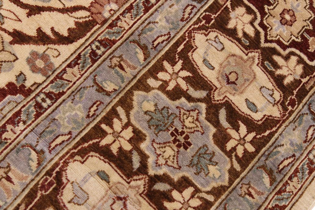 handmade Traditional Lahore Ivory Brown Hand Knotted RECTANGLE 100% WOOL area rug 9'X12'