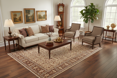 Turkish Knotted Istanbul Nita Ivory/Brown Wool Rug - 8'10''X12'6''