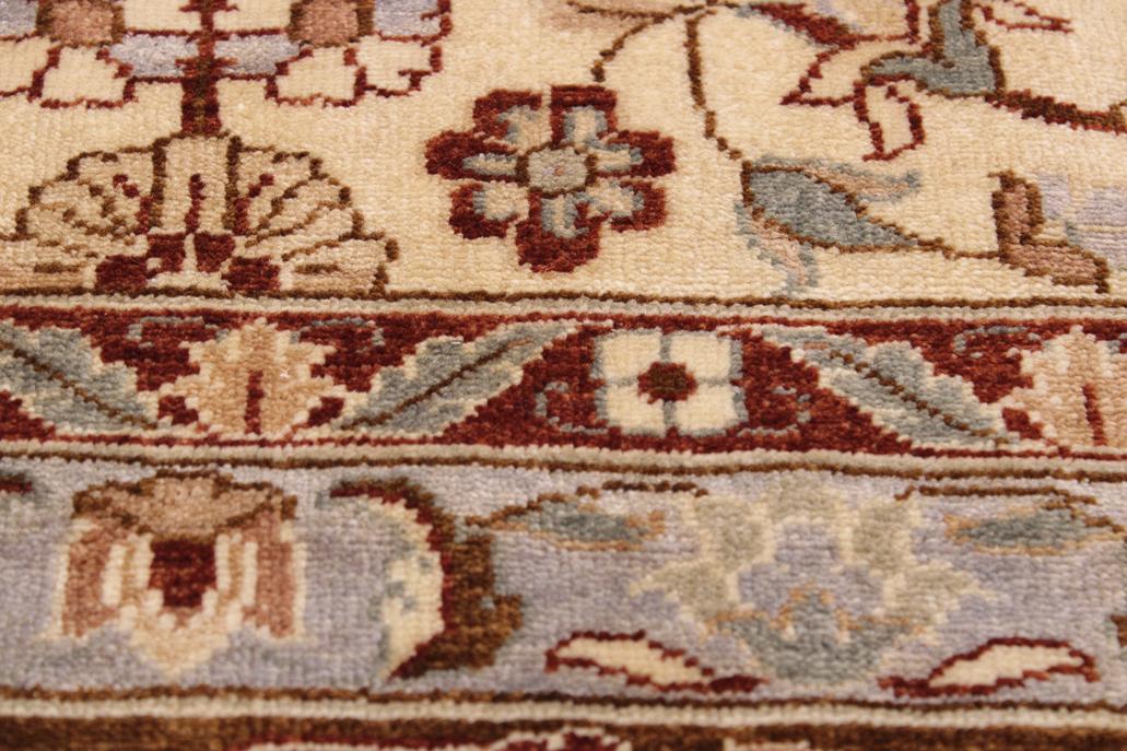 handmade Traditional Lahore Ivory Brown Hand Knotted RECTANGLE 100% WOOL area rug 9'X12'