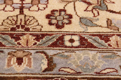 handmade Traditional Lahore Ivory Brown Hand Knotted RECTANGLE 100% WOOL area rug 9'X12'