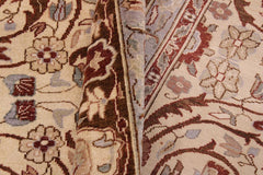 handmade Traditional Lahore Ivory Brown Hand Knotted RECTANGLE 100% WOOL area rug 9'X12'