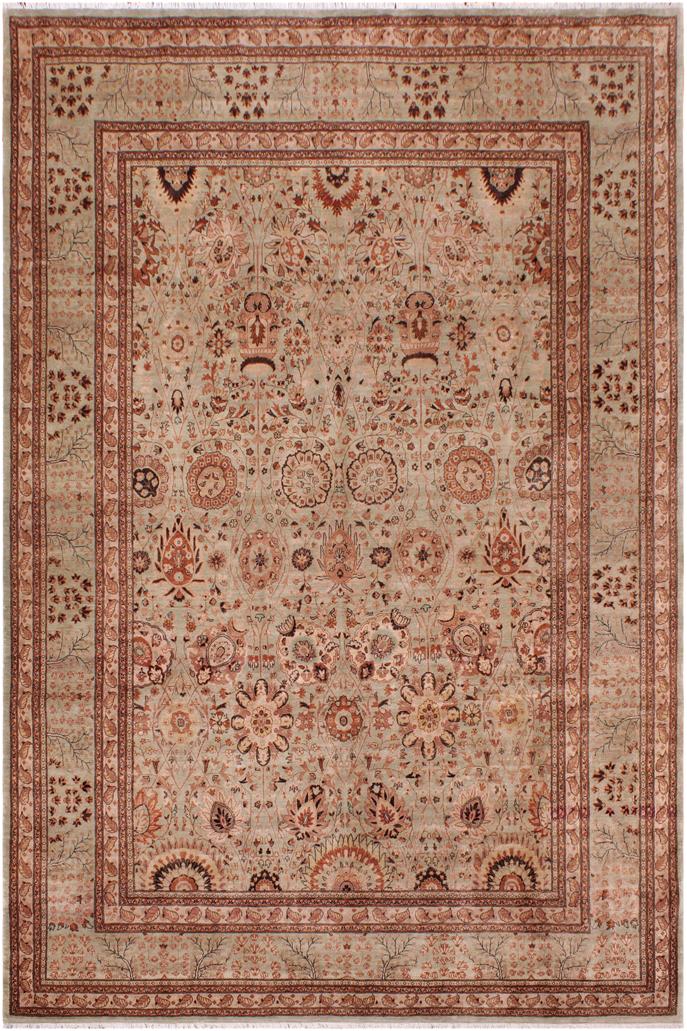 handmade Transitional Kafkaz Lt. Green Copper Hand Knotted RECTANGLE 100% WOOL area rug 9'X12'