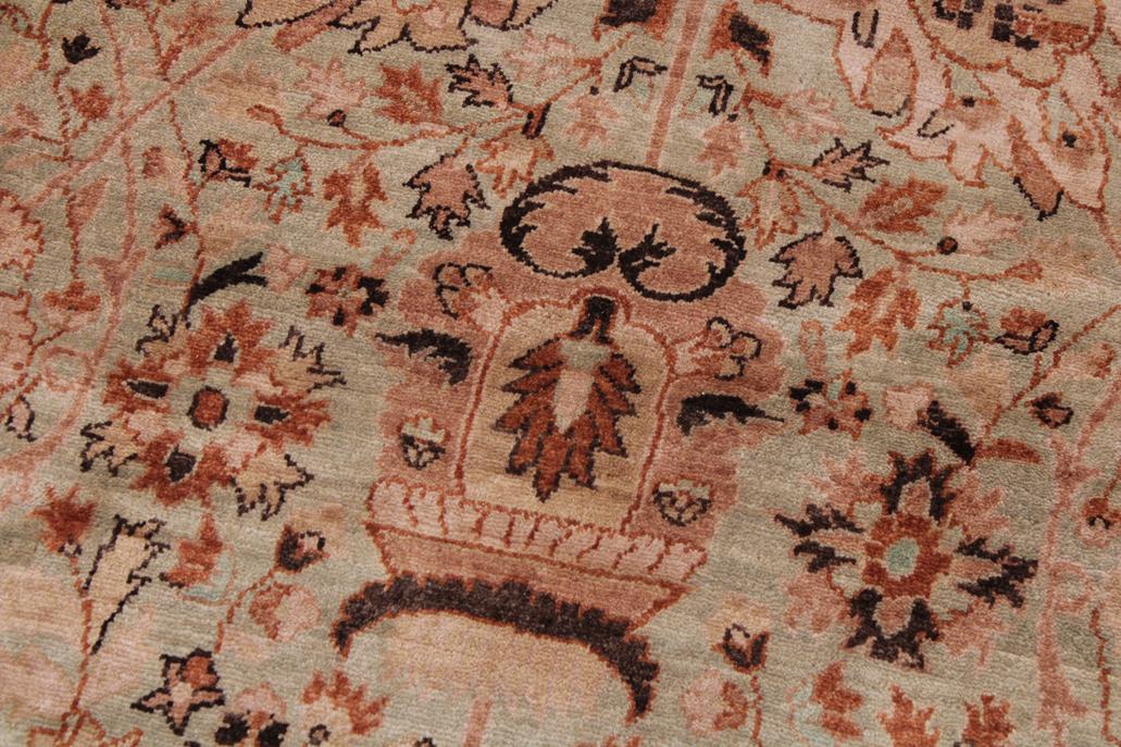 handmade Transitional Kafkaz Lt. Green Copper Hand Knotted RECTANGLE 100% WOOL area rug 9'X12'