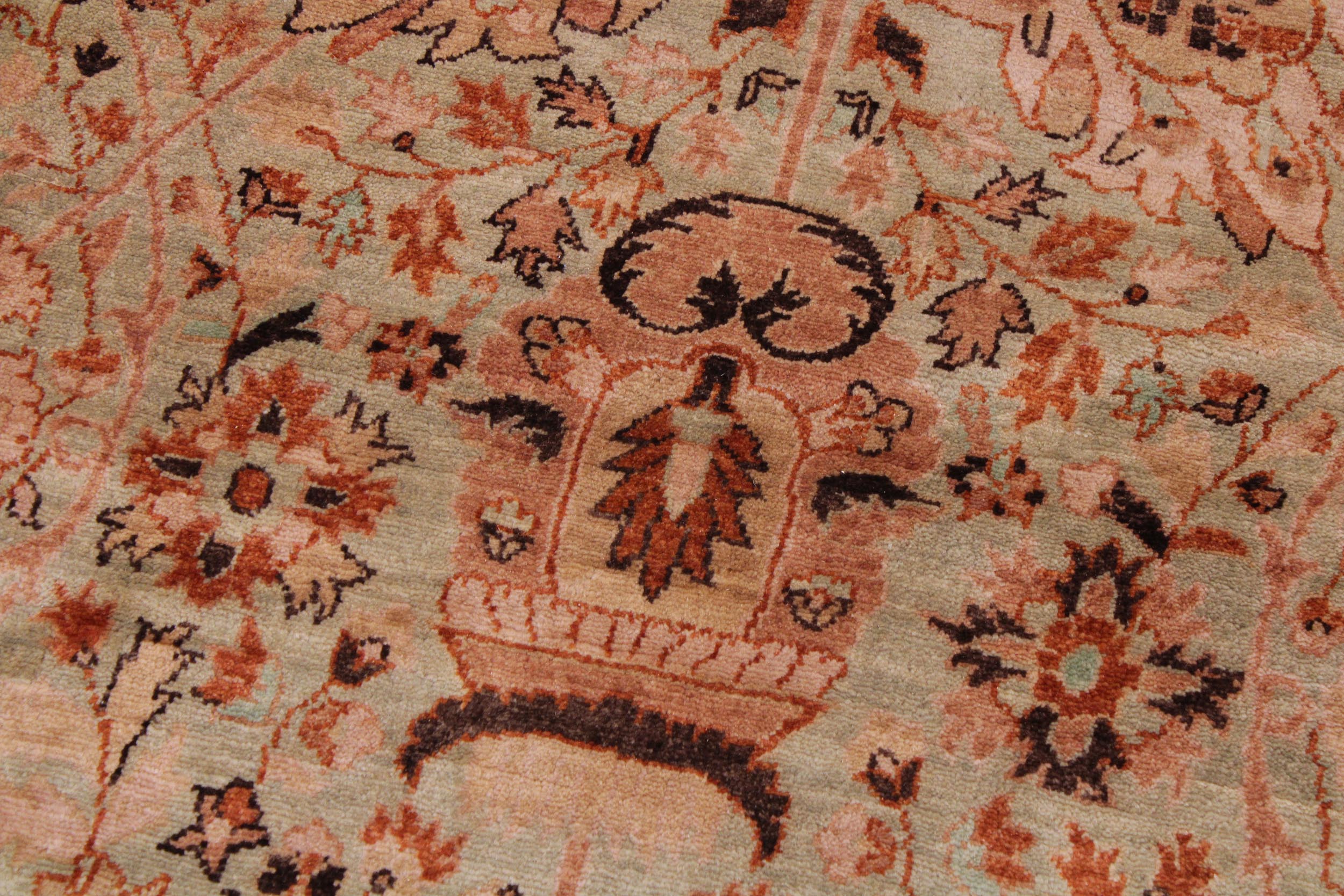 handmade Traditional Kafkaz Lt. Green Copper Hand Knotted RECTANGLE 100% WOOL area rug 9' x 12'