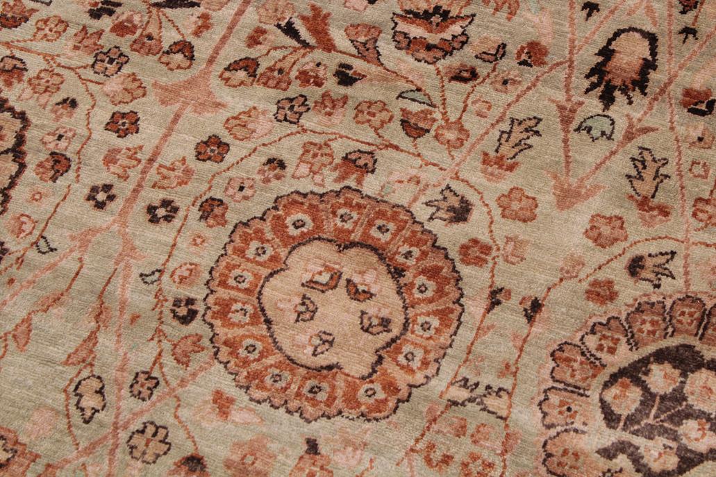 handmade Transitional Kafkaz Lt. Green Copper Hand Knotted RECTANGLE 100% WOOL area rug 9'X12'