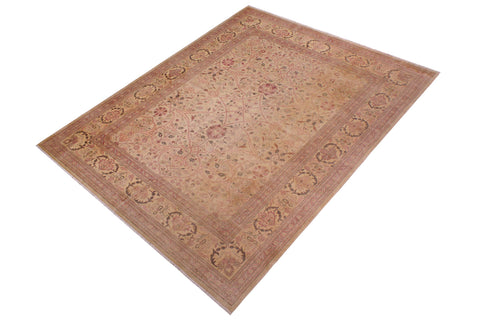 handmade Traditional Lahore Lt. Tan Lt. Gold Hand Knotted RECTANGLE 100% WOOL area rug 9' x 12'