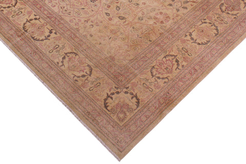 handmade Traditional Lahore Lt. Tan Lt. Gold Hand Knotted RECTANGLE 100% WOOL area rug 9' x 12'
