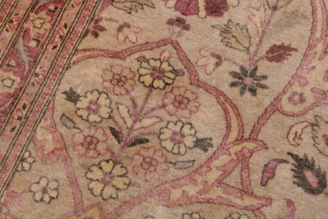 handmade Traditional Lahore Lt. Tan Lt. Gold Hand Knotted RECTANGLE 100% WOOL area rug 9' x 12'