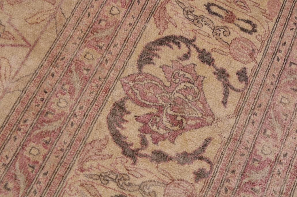handmade Traditional Lahore Lt. Tan Lt. Gold Hand Knotted RECTANGLE 100% WOOL area rug 9'X12'