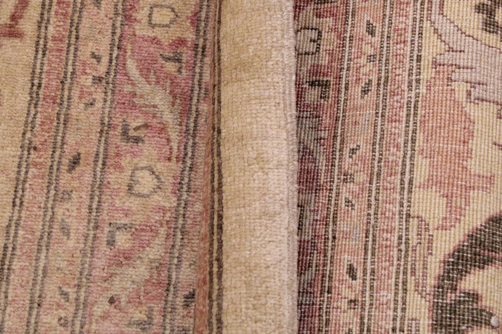 handmade Traditional Lahore Lt. Tan Lt. Gold Hand Knotted RECTANGLE 100% WOOL area rug 9'X12'