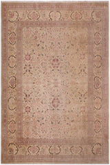 handmade Traditional Lahore Lt. Tan Lt. Gold Hand Knotted RECTANGLE 100% WOOL area rug 9'X12'
