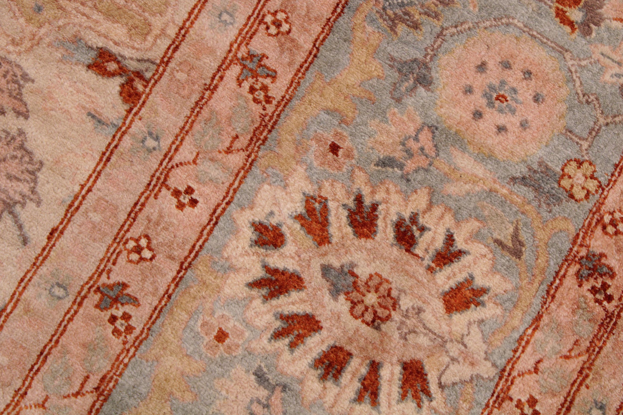 handmade Traditional Lahore Beige Lt. Blue Hand Knotted RECTANGLE 100% WOOL area rug 9' x 12'