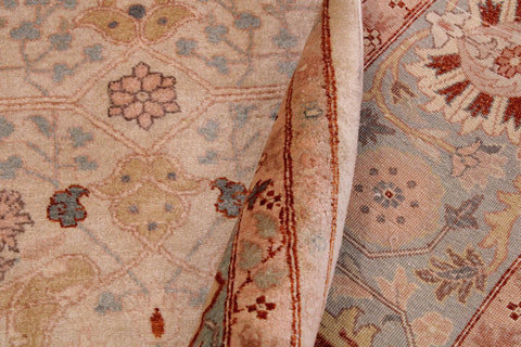 handmade Traditional Lahore Beige Lt. Blue Hand Knotted RECTANGLE 100% WOOL area rug 9' x 12'