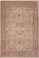 handmade Transitional Lahore Beige Lt. Blue Hand Knotted RECTANGLE 100% WOOL area rug 9'X12'