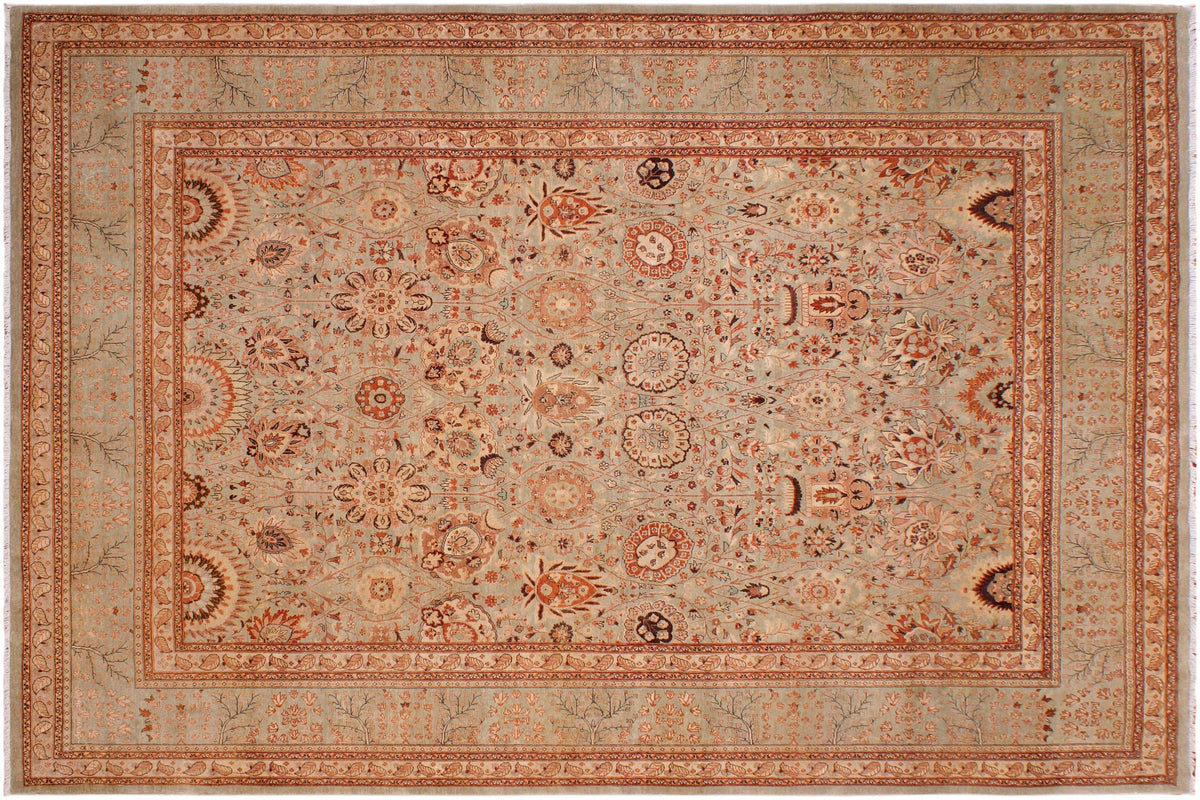 handmade Traditional  Lt. Green Copper Hand Knotted RECTANGLE 100% WOOL area rug 9' x 12'