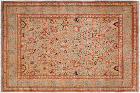 handmade Traditional  Lt. Green Copper Hand Knotted RECTANGLE 100% WOOL area rug 9' x 12'