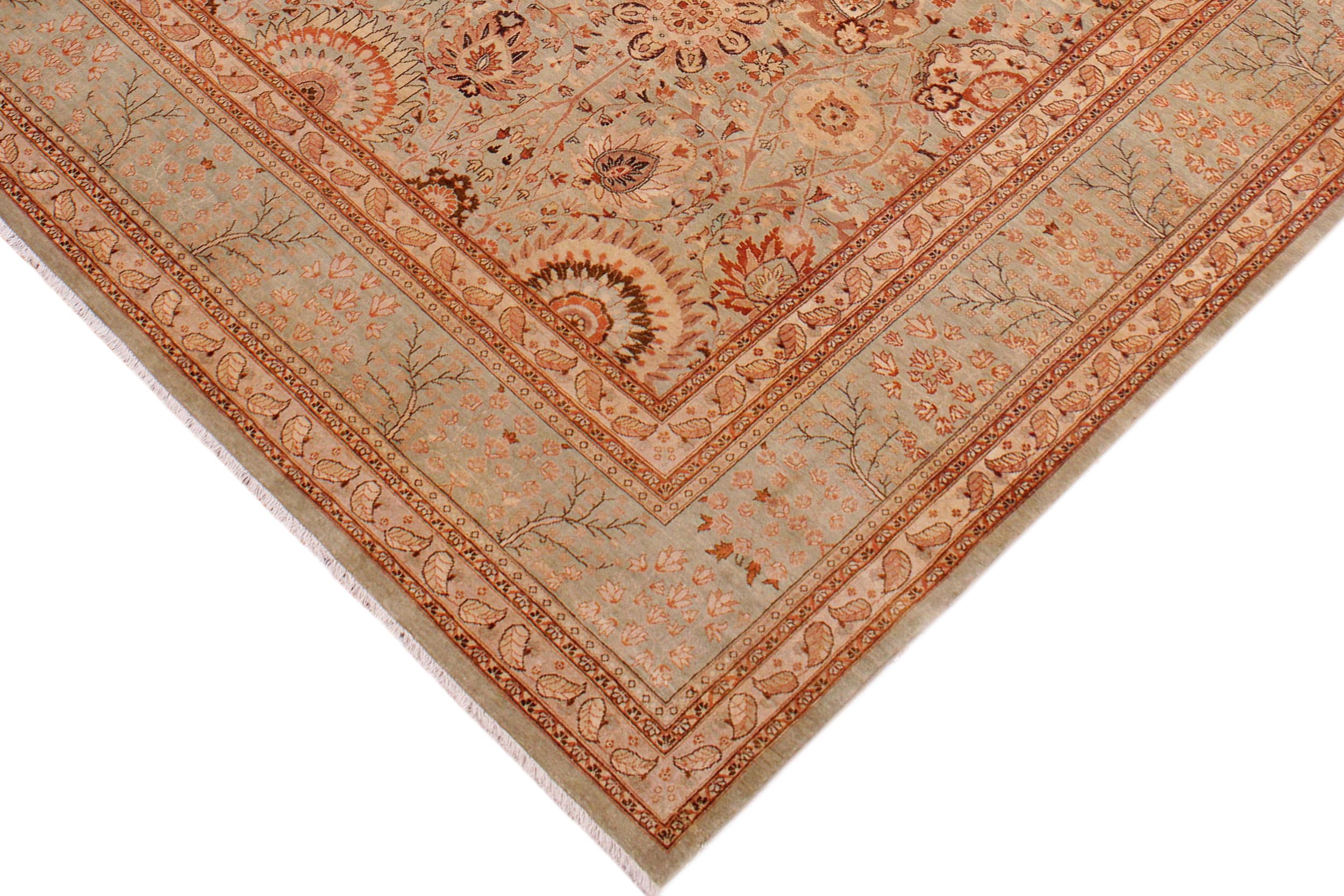 handmade Traditional  Lt. Green Copper Hand Knotted RECTANGLE 100% WOOL area rug 9' x 12'
