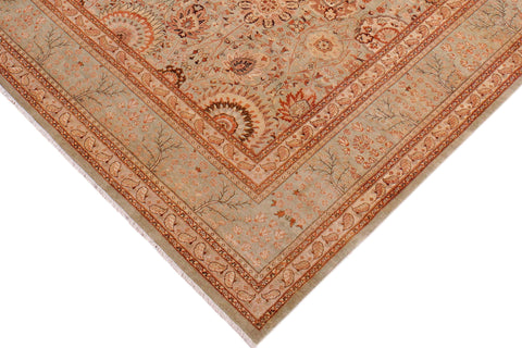 handmade Traditional  Lt. Green Copper Hand Knotted RECTANGLE 100% WOOL area rug 9' x 12'