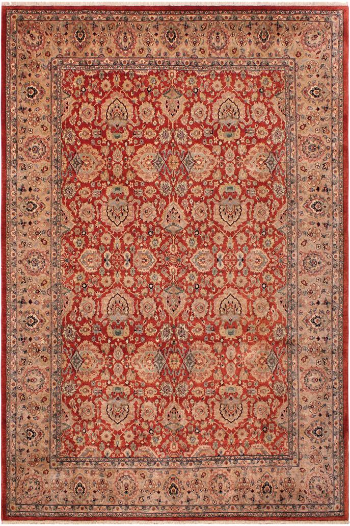 handmade Traditional Lahore Rust Tan Hand Knotted RECTANGLE 100% WOOL area rug 9'X12'