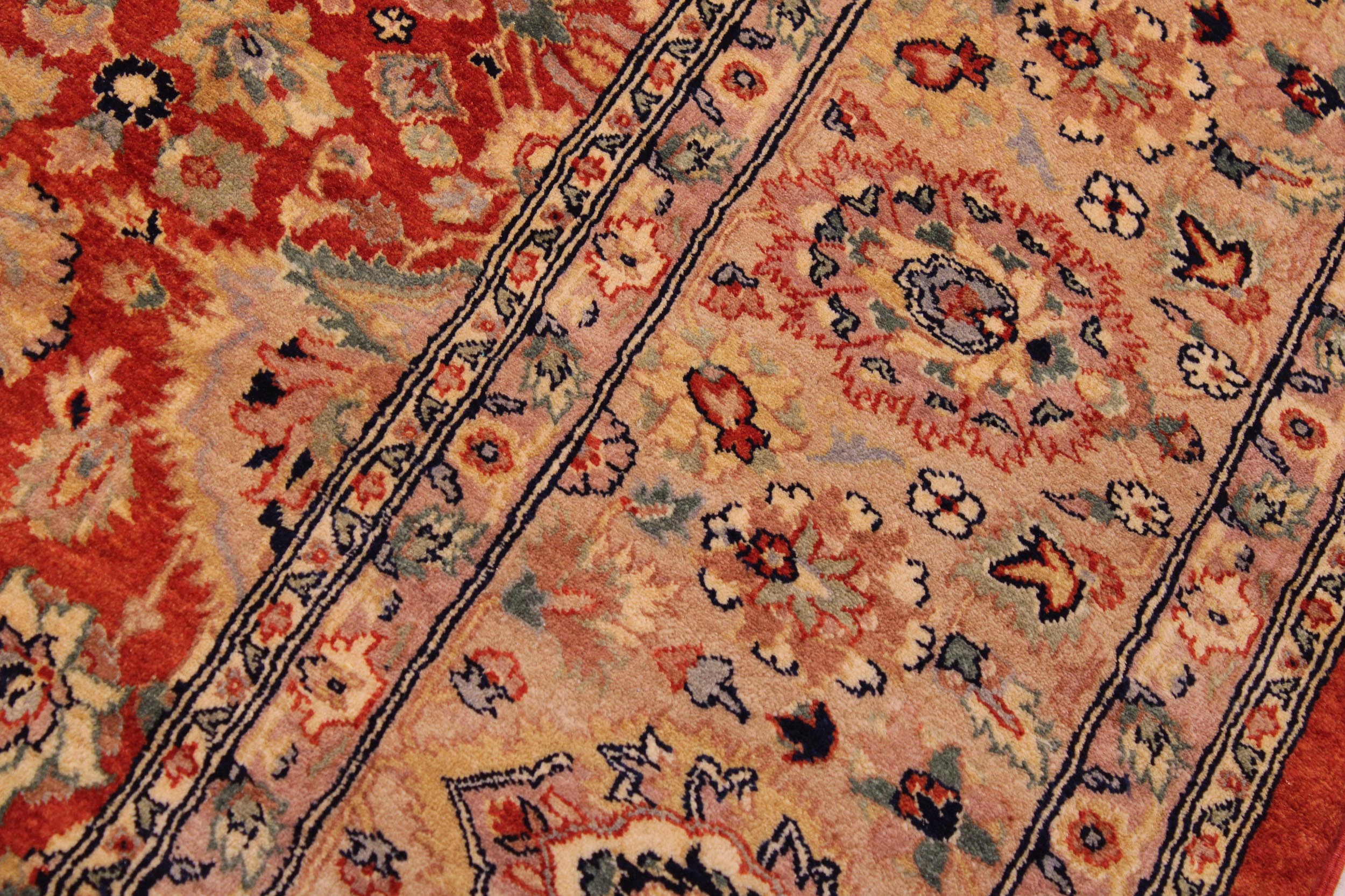 handmade Traditional Lahore Rust Tan Hand Knotted RECTANGLE 100% WOOL area rug 9' x 12'
