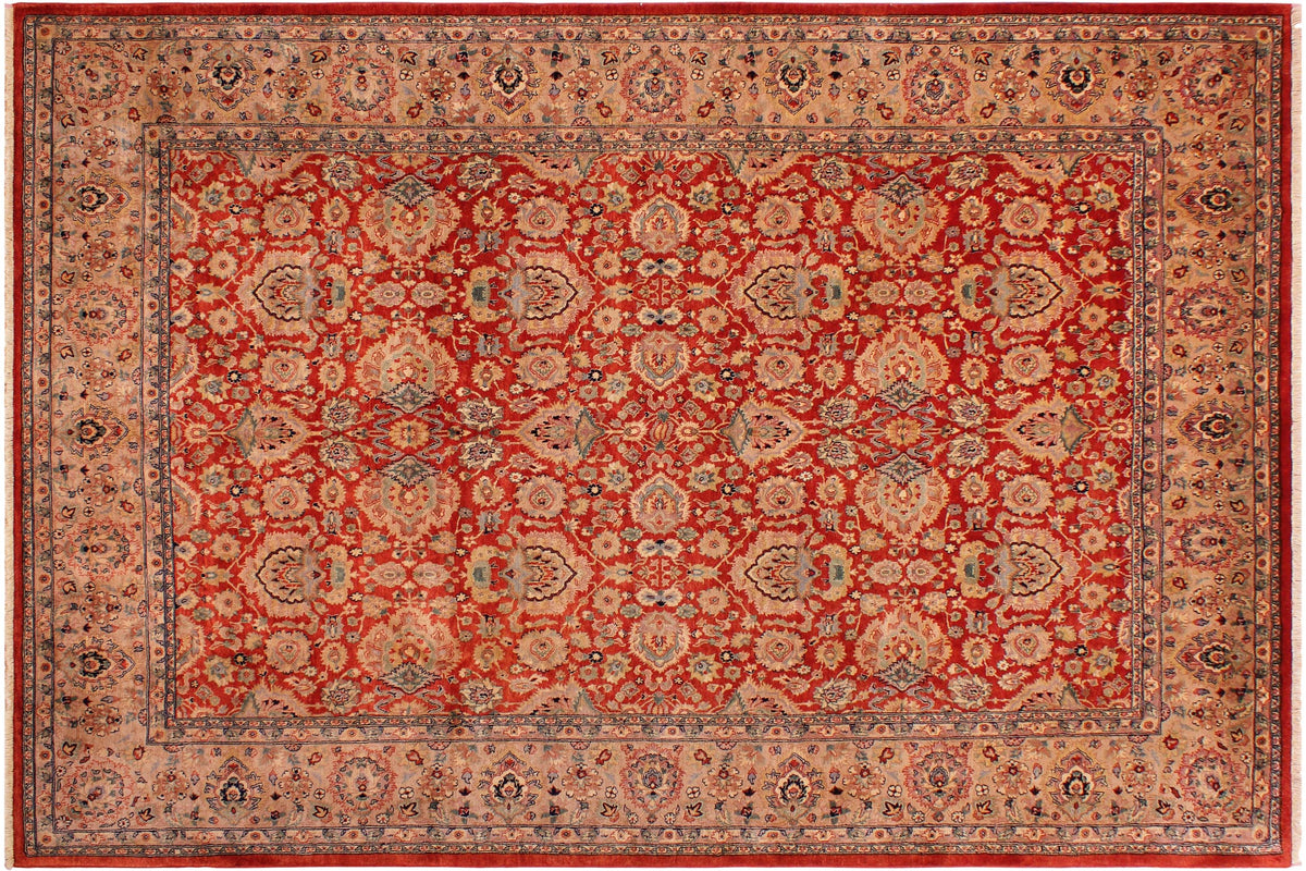 handmade Traditional Lahore Rust Tan Hand Knotted RECTANGLE 100% WOOL area rug 9' x 12'
