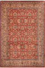 handmade Traditional Lahore Rust Tan Hand Knotted RECTANGLE 100% WOOL area rug 9'X12'