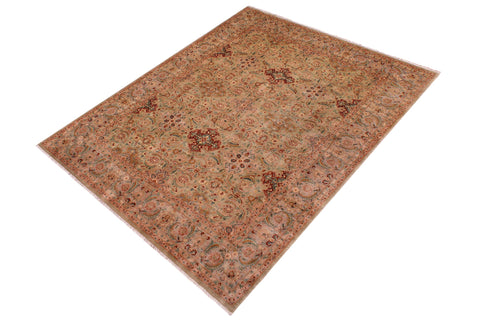 handmade Transitional  Lt. Green Lt. Green Hand Knotted RECTANGLE 100% WOOL area rug 9' x 12'